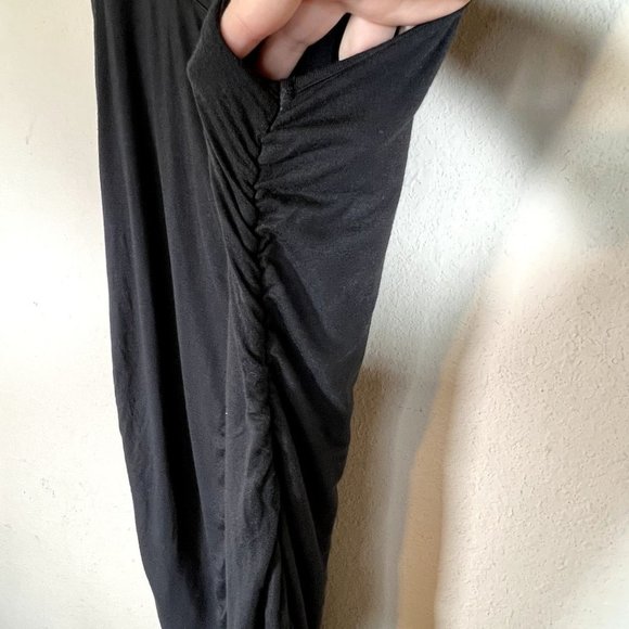 Boston Proper Black Ruched XL Dress Bodycon Sheer Collar Stretch Double Lined - Picture 8 of 11